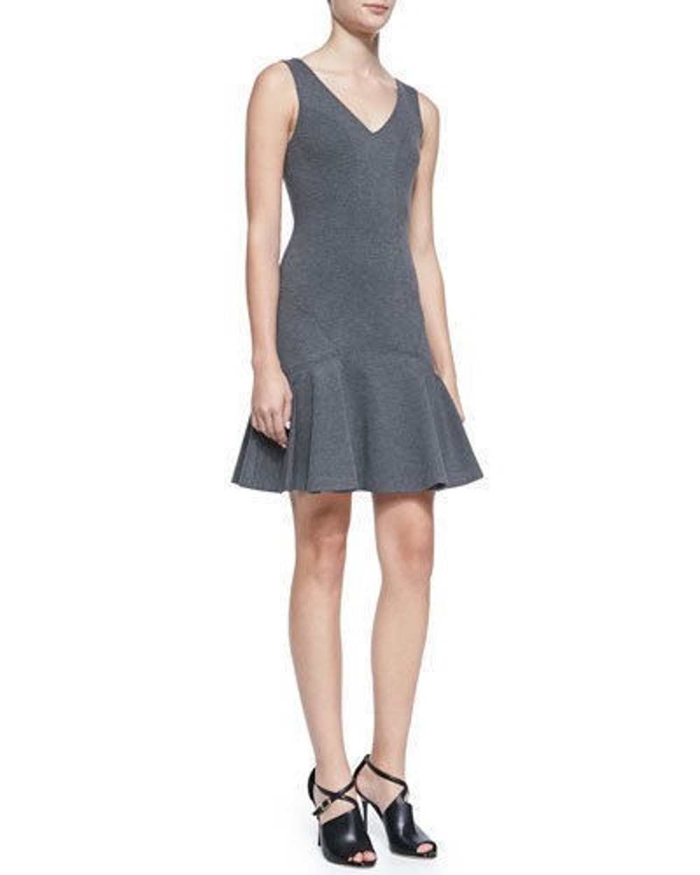 Diane von Furstenberg Sleeveless Carla Dress Night Fall Grey Fit Flare Mini 6 S